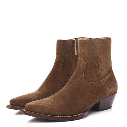 Saint Laurent Suede Lukas Ankle Boots 38.5 Nut 3 of 11
