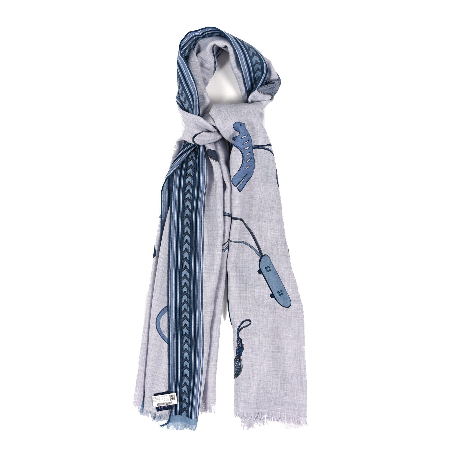Hermes Cashmere Silk Et Gris Gris Rectangle Scarf Gris Chine 1 of 4