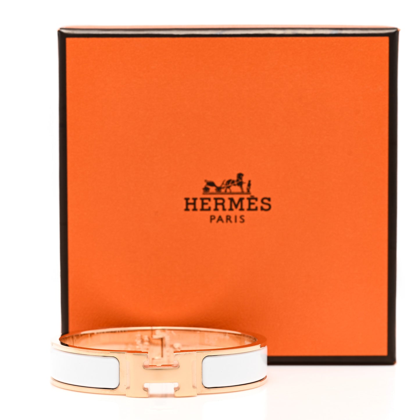 Enamel Narrow Clic Clac H Bracelet PM White