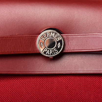 Hermes Military Toile Vache Hunter Herbag Zip 31 PM Rouge Grenat 6 of 8