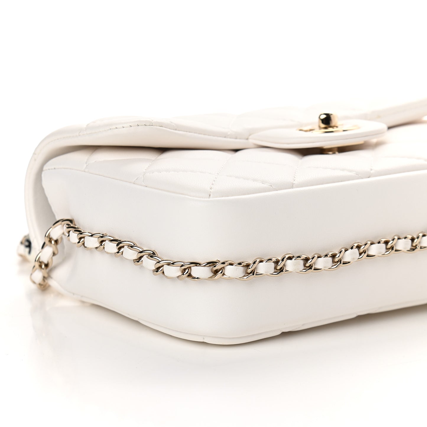 Lambskin Quilted Small My Precious Flap White