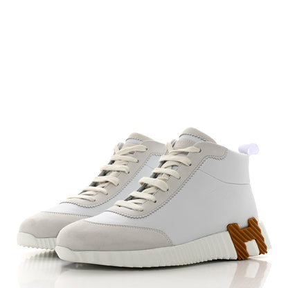 Hermes Goatskin Suede Hip-Hop High Top Sneakers 38 White 3 of 7