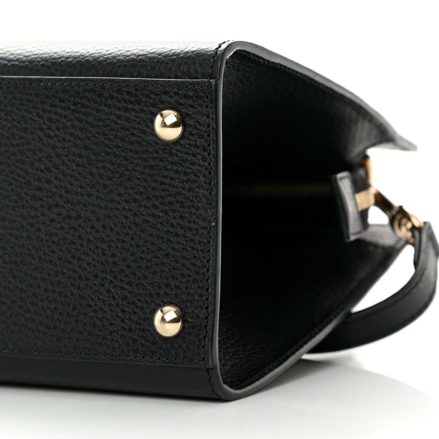 Pebbled Calfskin Medium Soho Top Handle Satchel Black
