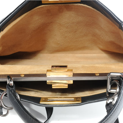 Fendi Calfskin Calf Hair Leopard Print Medium Peekaboo Iconic Satchel Black 5 of 7