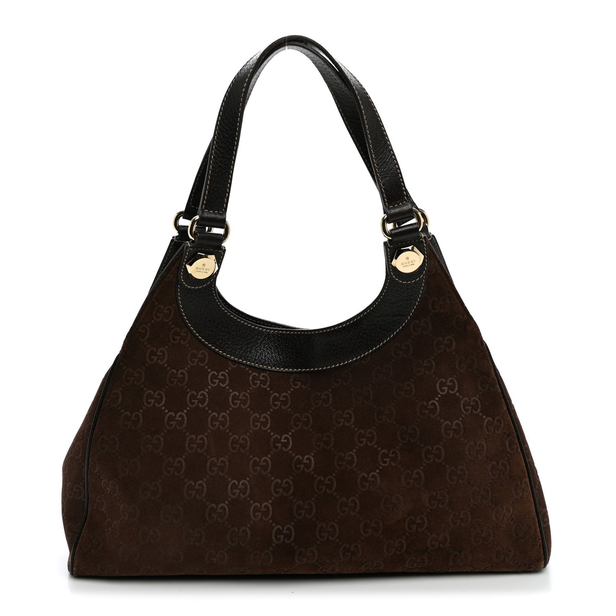 Monogram Suede Medium Charmy Shoulder Bag Dark Brown