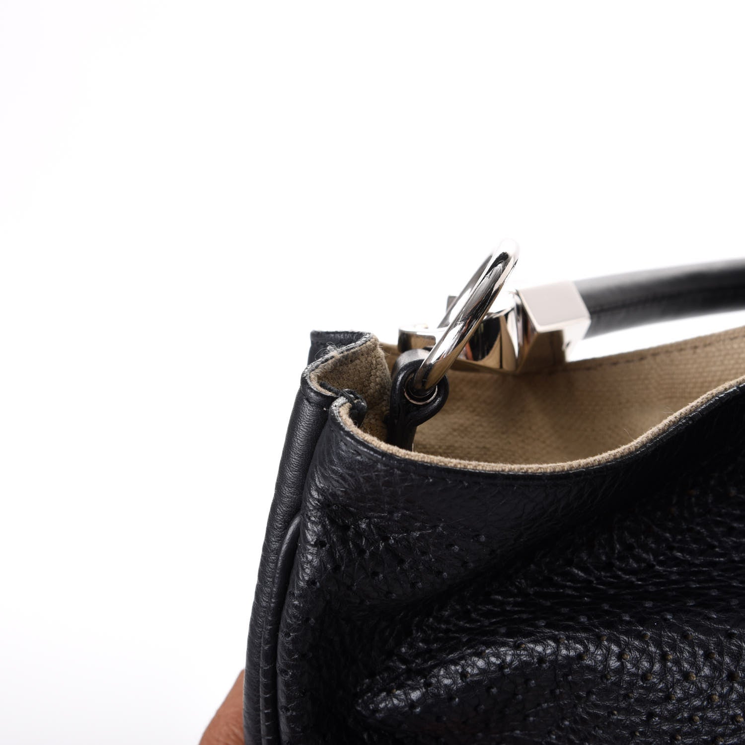 Saint Laurent Perforated Calfskin Small Roady Hobo Black 8 of 9