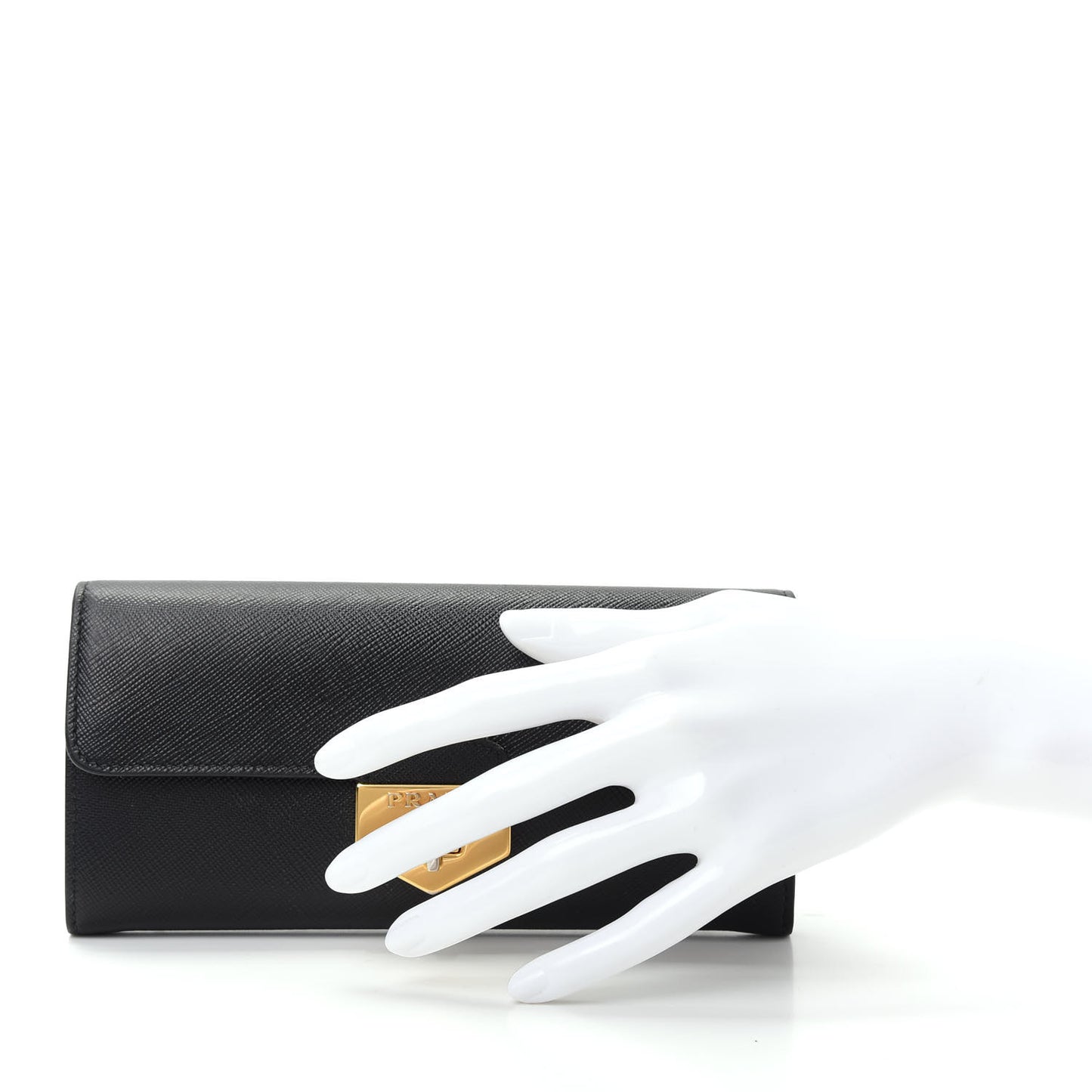 Saffiano Long Flap Wallet Black
