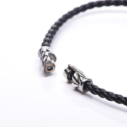 David Yurman Sterling Silver Black Diamond Leather Chevron Bracelet 5 of 6