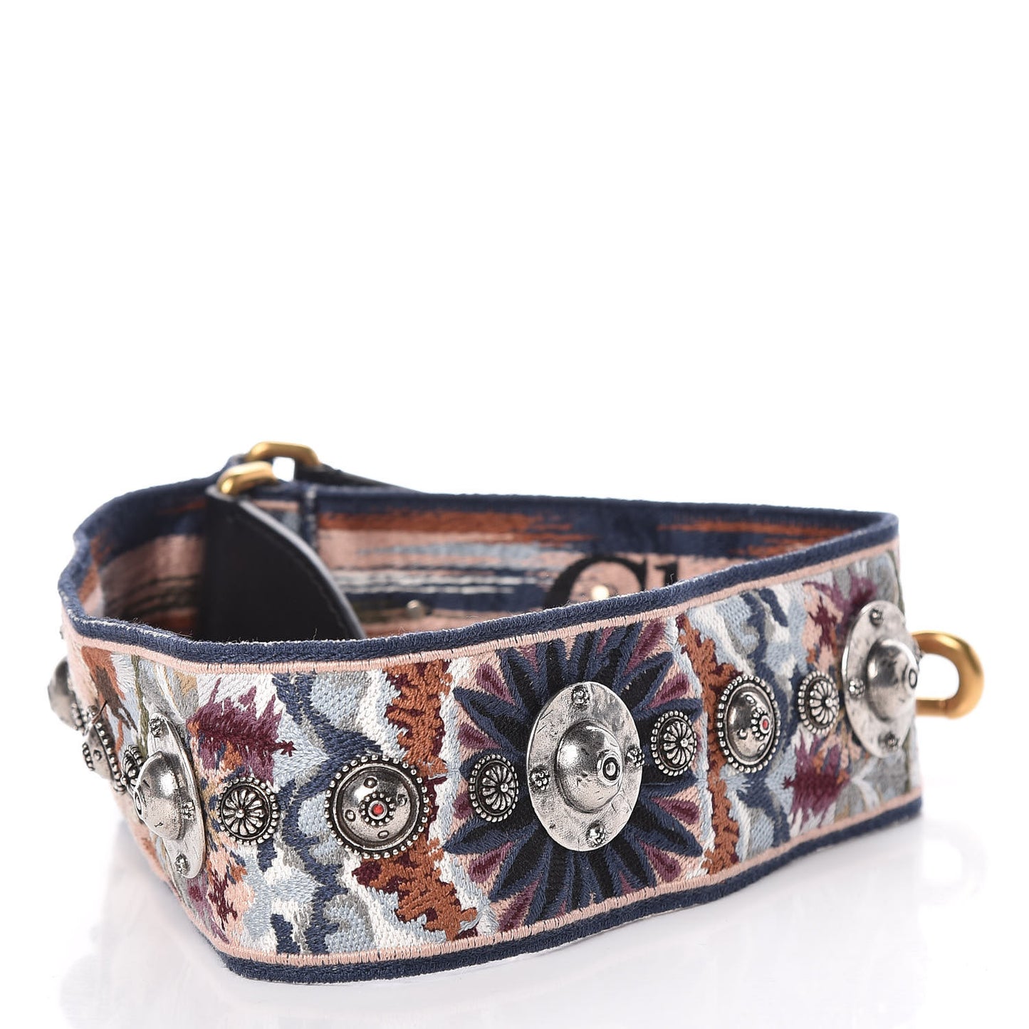Canvas Embroidered Studded KaleiDiorscopic Shoulder Strap Multicolor