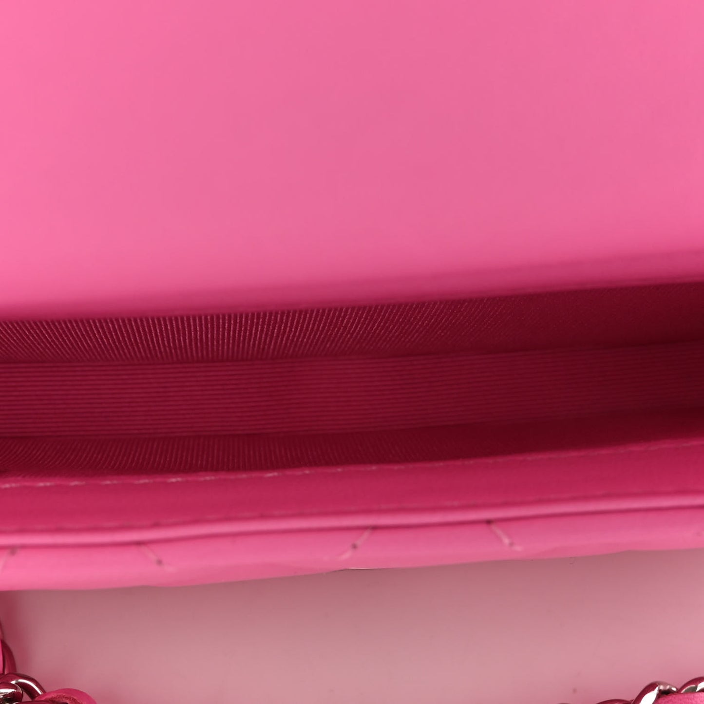 Lambskin Quilted Flap Phone Holder With Chain Neon Pink