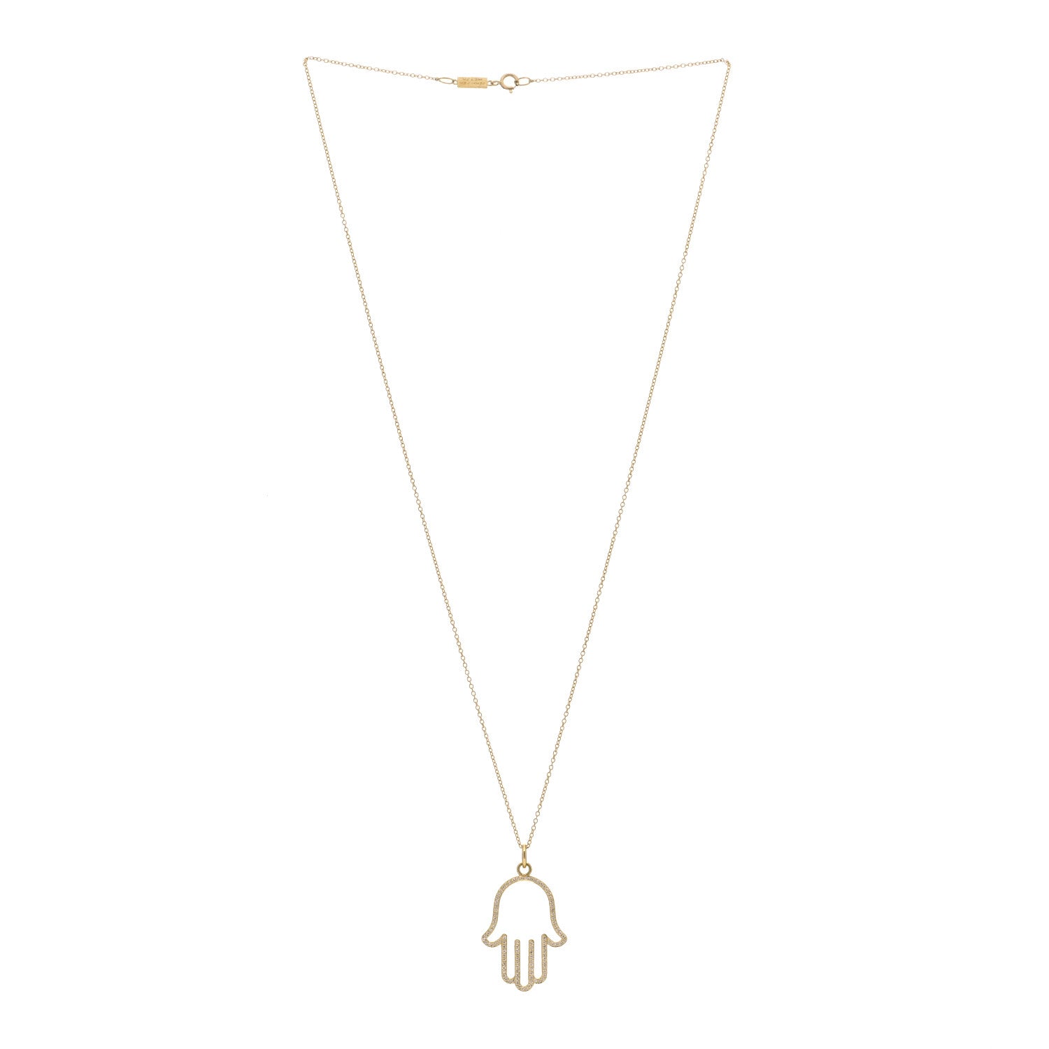 Jennifer Meyer 18K Yellow Gold Diamond Hamsa Pendant Necklace 2 of 3