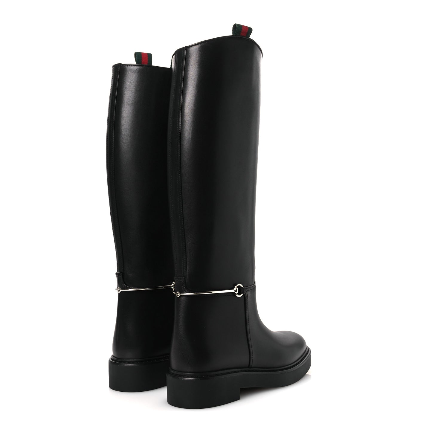 Shiny Calfskin Michelangelo Slim Horsebit Riding Boots 36 Black