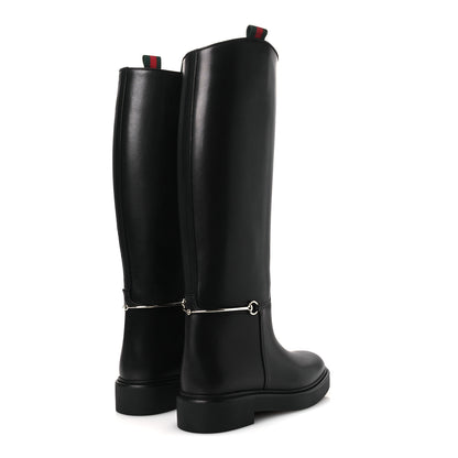 Gucci Shiny Calfskin Michelangelo Slim Horsebit Riding Boots 36 Black 10 of 22