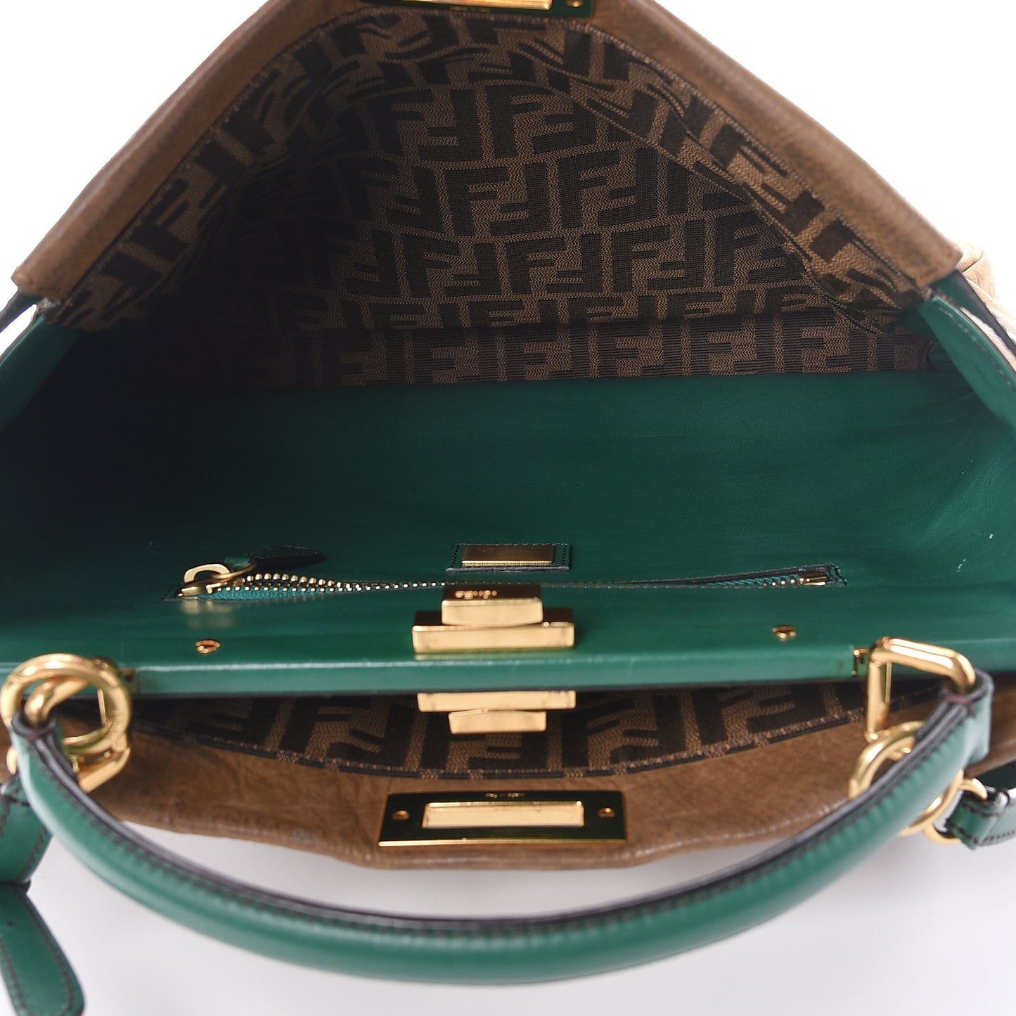 Buffalo Vitello Large Peekaboo Iconic Satchel Tobacco Verde
