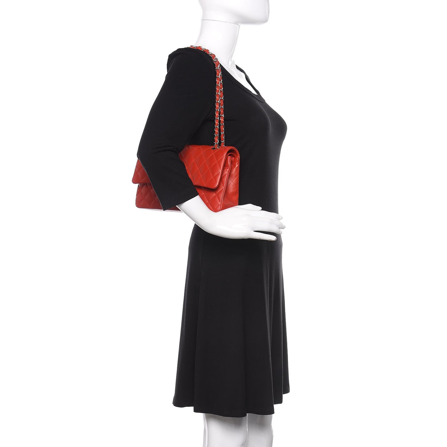 Lambskin Quilted Medium Double Flap Red