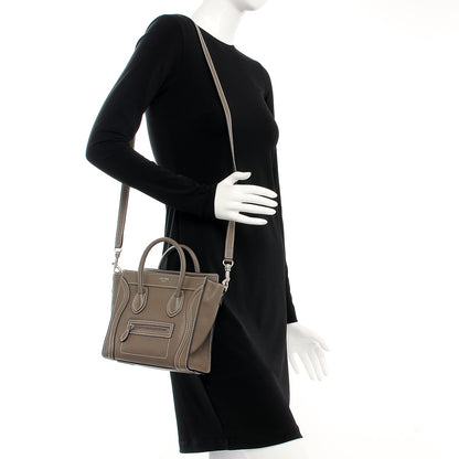 Celine Drummed Calfskin Nano Luggage Souris 2 of 10