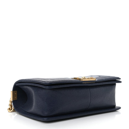 Chanel Caviar Chevron Quilted Medium Boy Flap Navy 3 of 10