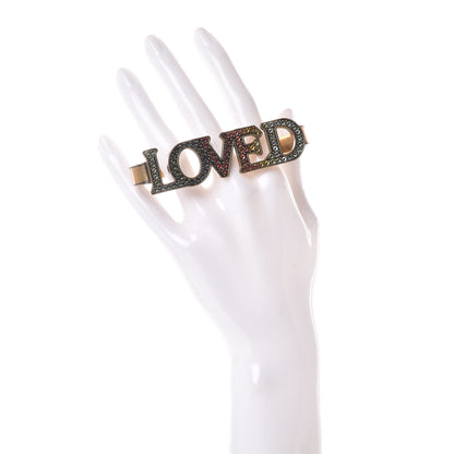Gucci Metal Crystal Loved Palm Cuff Hand Piece Aged Gold 2 of 6