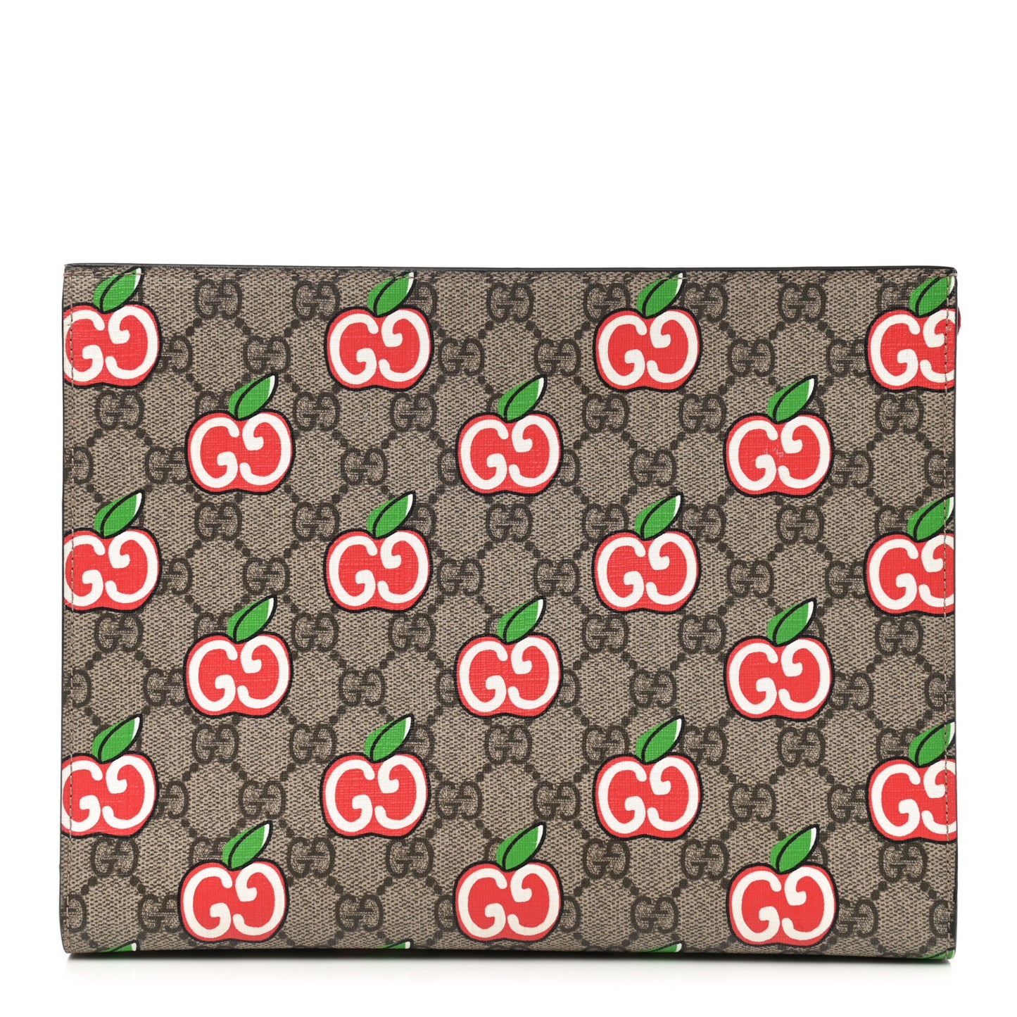 GG Supreme Monogram Apple Large Cosmetic Case Beige Multicolor Lobster Red