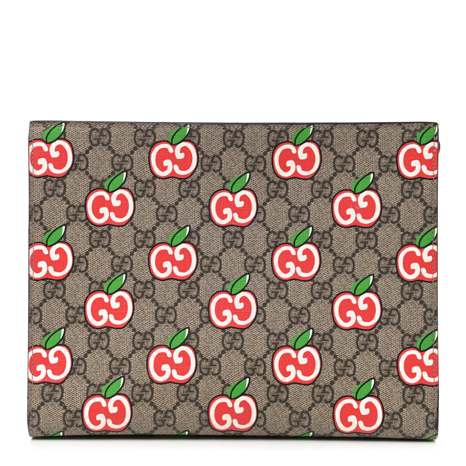 Gucci GG Supreme Monogram Apple Large Cosmetic Case Beige Multicolor Lobster Red 1 of 8