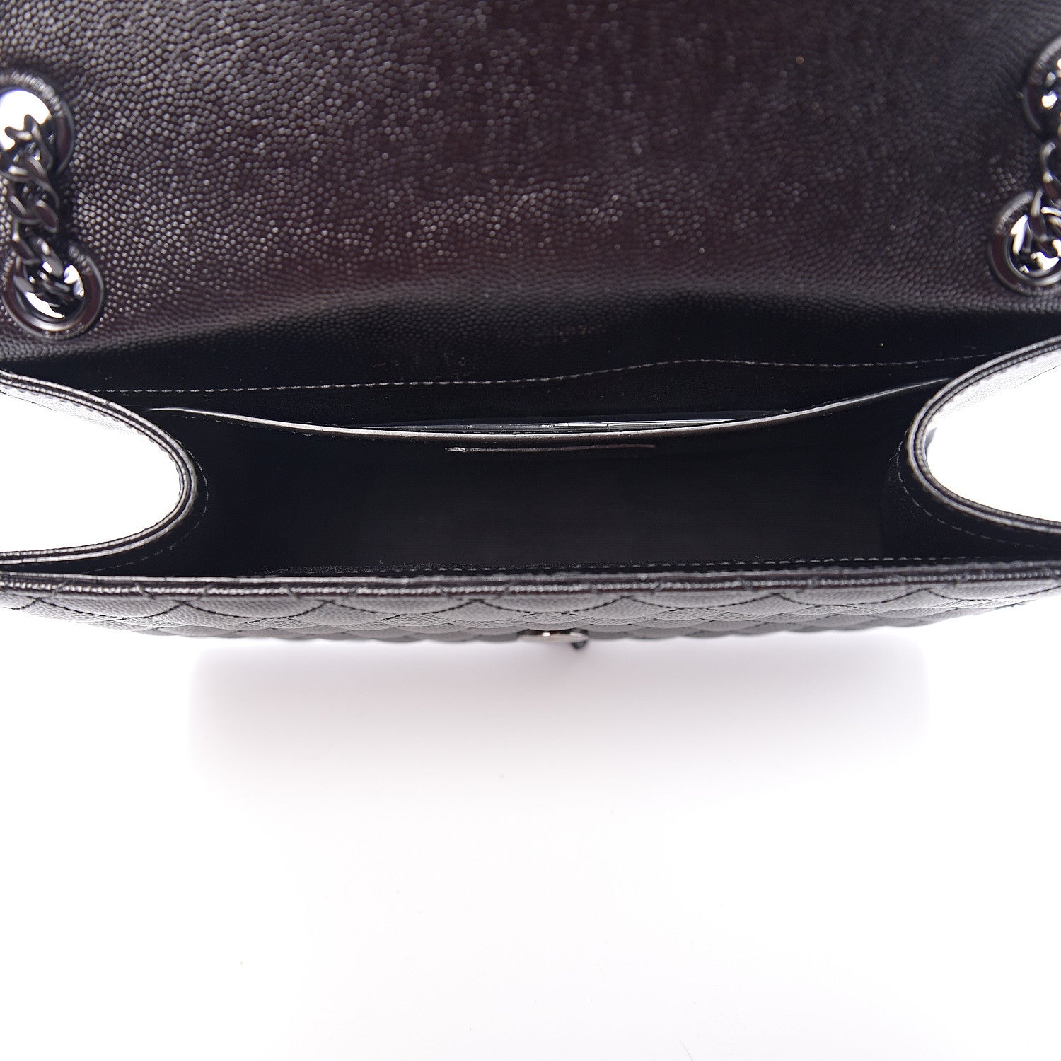 Saint Laurent Grain De Poudre Textured Mixed Matelasse Triquilt Medium Monogram Satchel Black 4 of 9