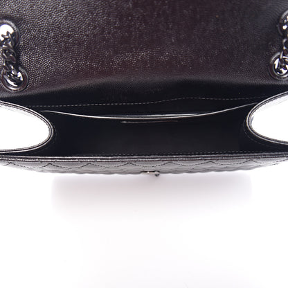 Saint Laurent Grain De Poudre Textured Mixed Matelasse Triquilt Medium Monogram Satchel Black 4 of 9