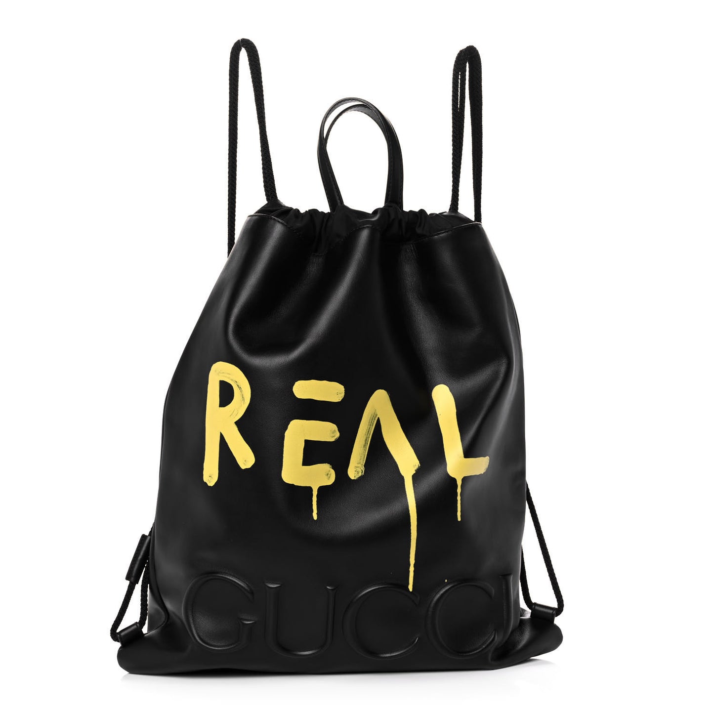 Calfskin Small GucciGhost Drawstring Backpack Black