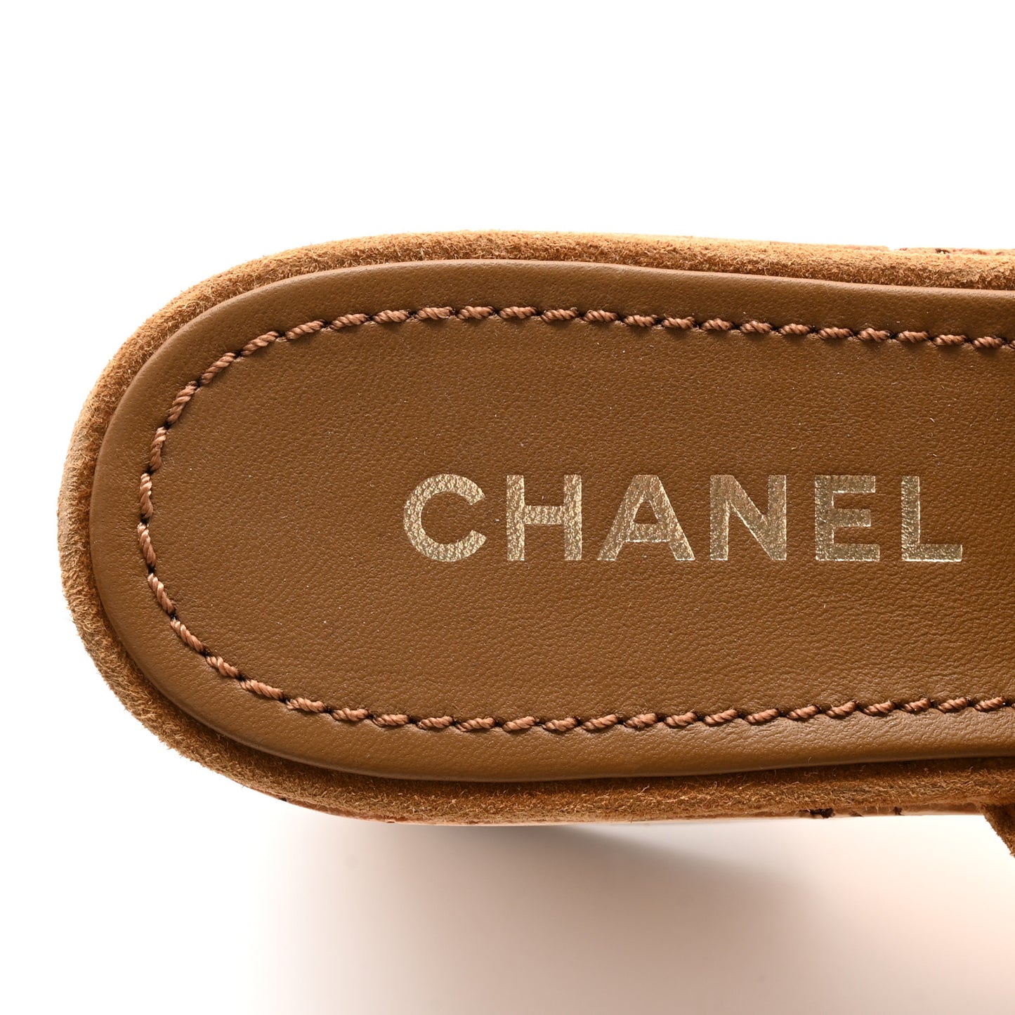 Suede Calfskin Cork CC Wedge Sandal 39.5 Brown