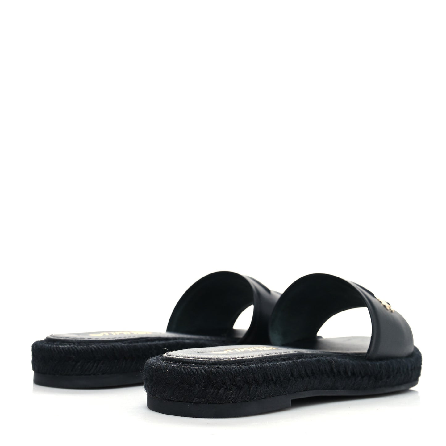 Lambskin Espadrille Mule Sandals 39 Black