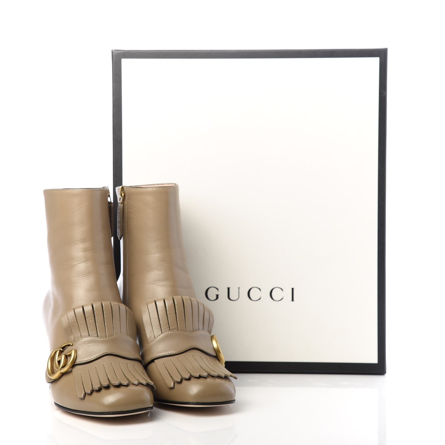 Gucci Malaga Kid GG Marmont Fringe 75mm Ankle Boots 37.5 Mud 11 of 11