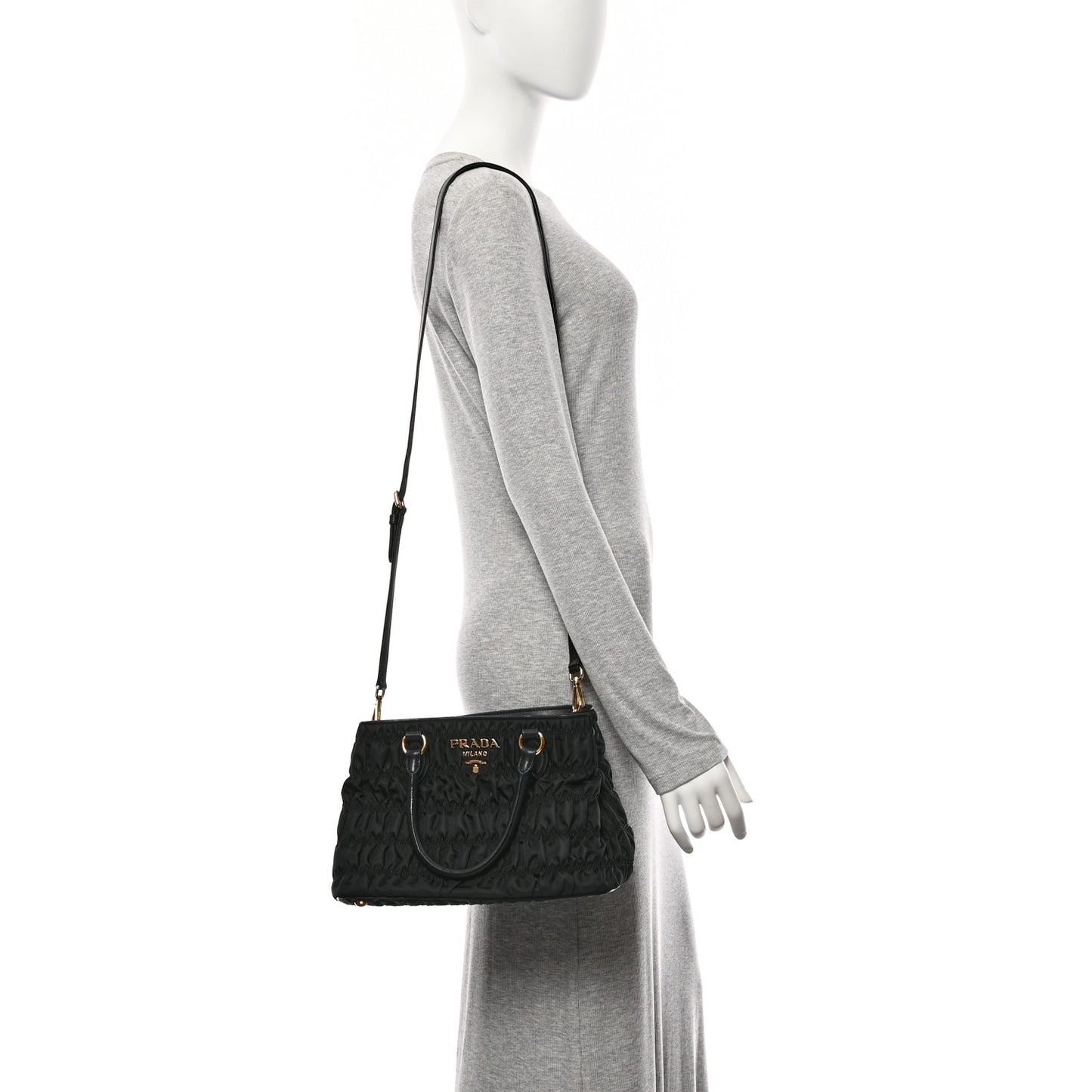 Tessuto Nylon Gaufre Small Tote Black