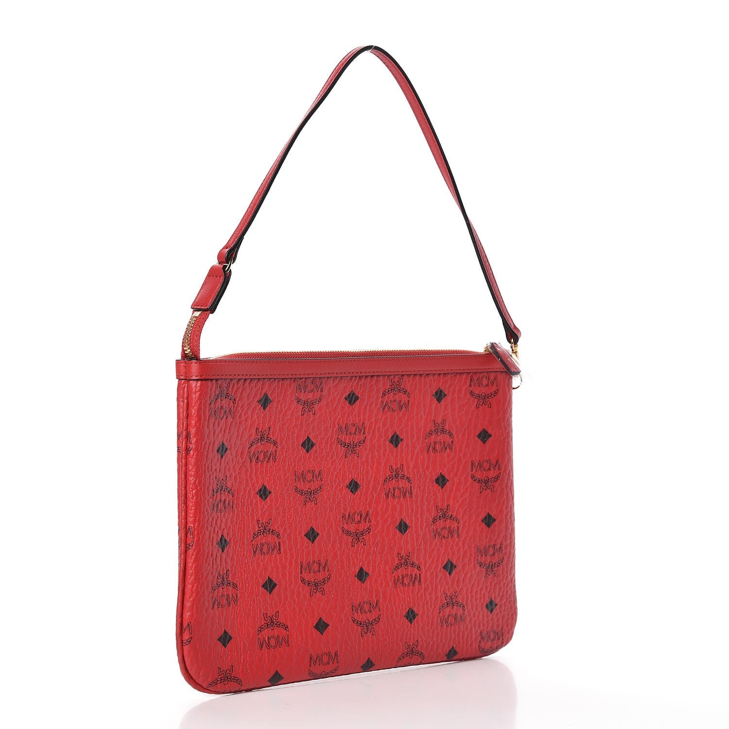 MCM Visetos Liz Shopper Tote Pouch Ruby Red 3 of 7
