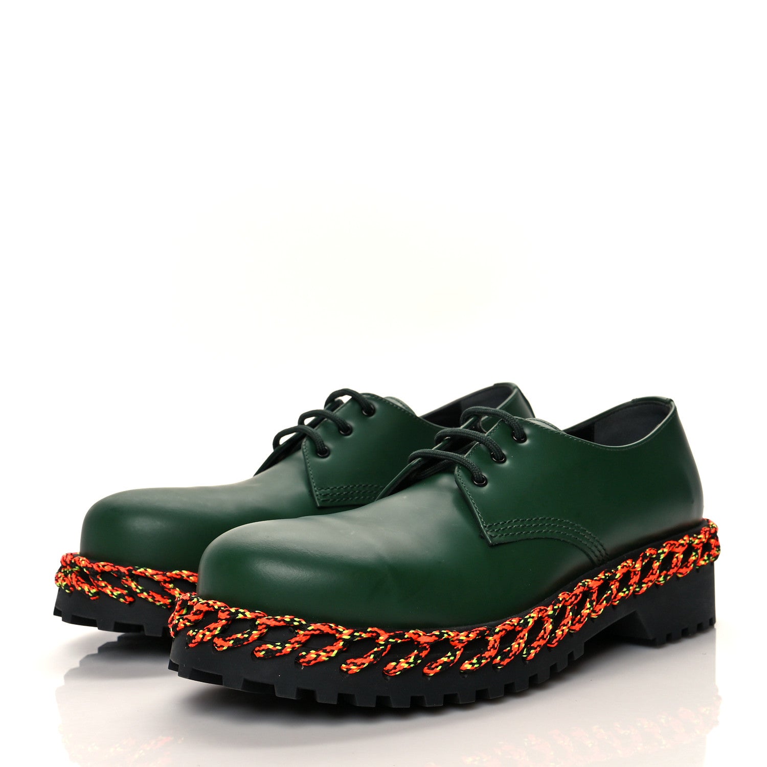 Balenciaga Calfskin Braided Derby Loafers 41 Green 3 of 9