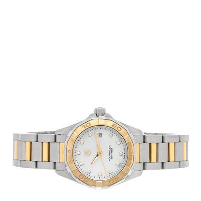 Tag Heuer Stainless Steel 18K Yellow Gold Diamond Mother of Pearl 27mm Aquaracer Lady Quartz Watch WAY1451 2 of 4