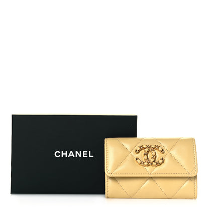 Chanel Lambskin Quilted Chanel 19 Flap Card Holder Yellow 10 of 10