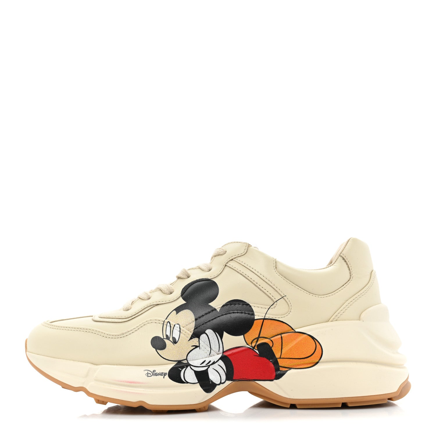 Gucci X DISNEY Calfskin Mickey Mouse Womens Rhyton Sneakers 39 Ivory 1 of 12