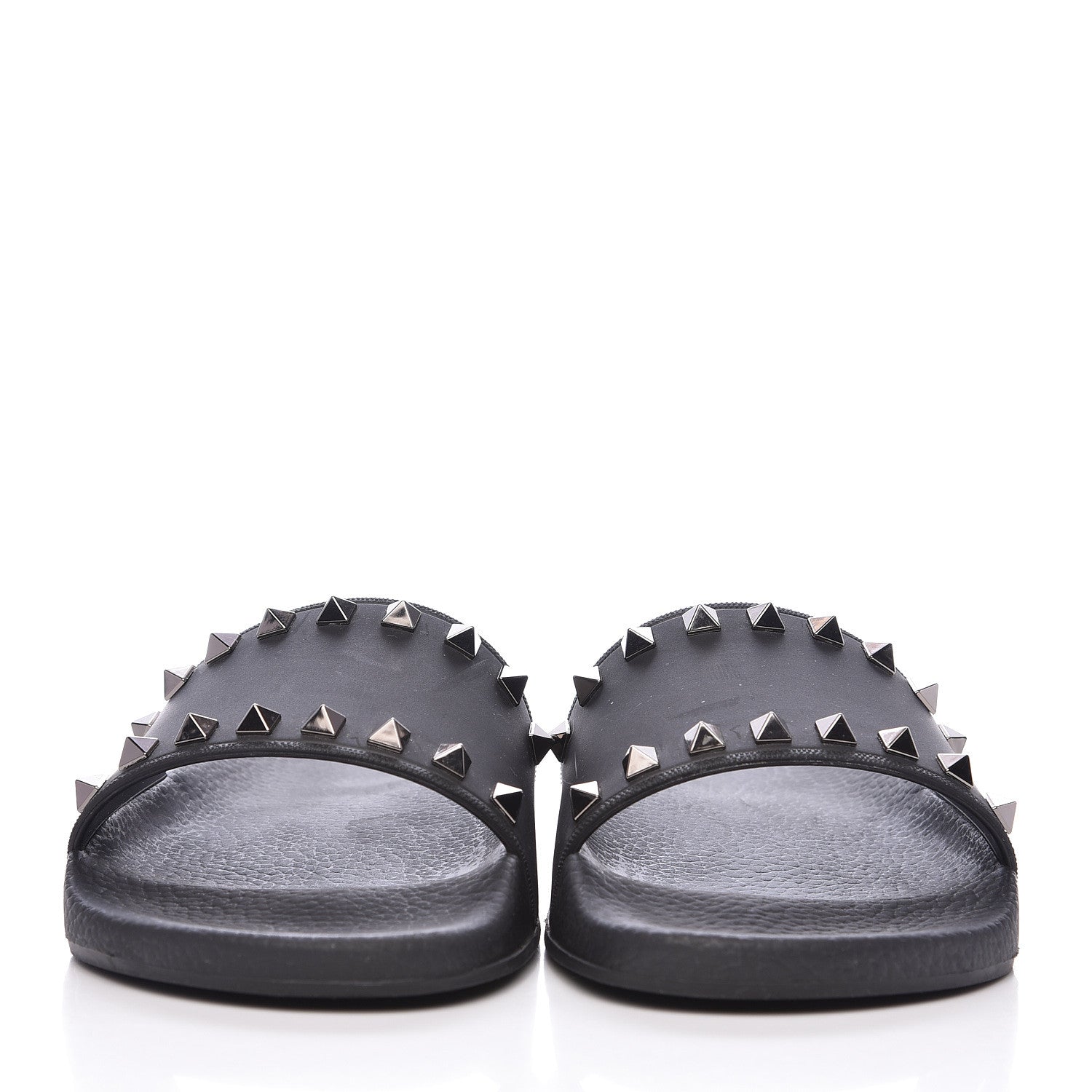 Valentino Garavani Rubber Rockstud Slide Sandals 38 Black 2 of 8
