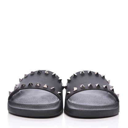 Valentino Garavani Rubber Rockstud Slide Sandals 38 Black 2 of 8