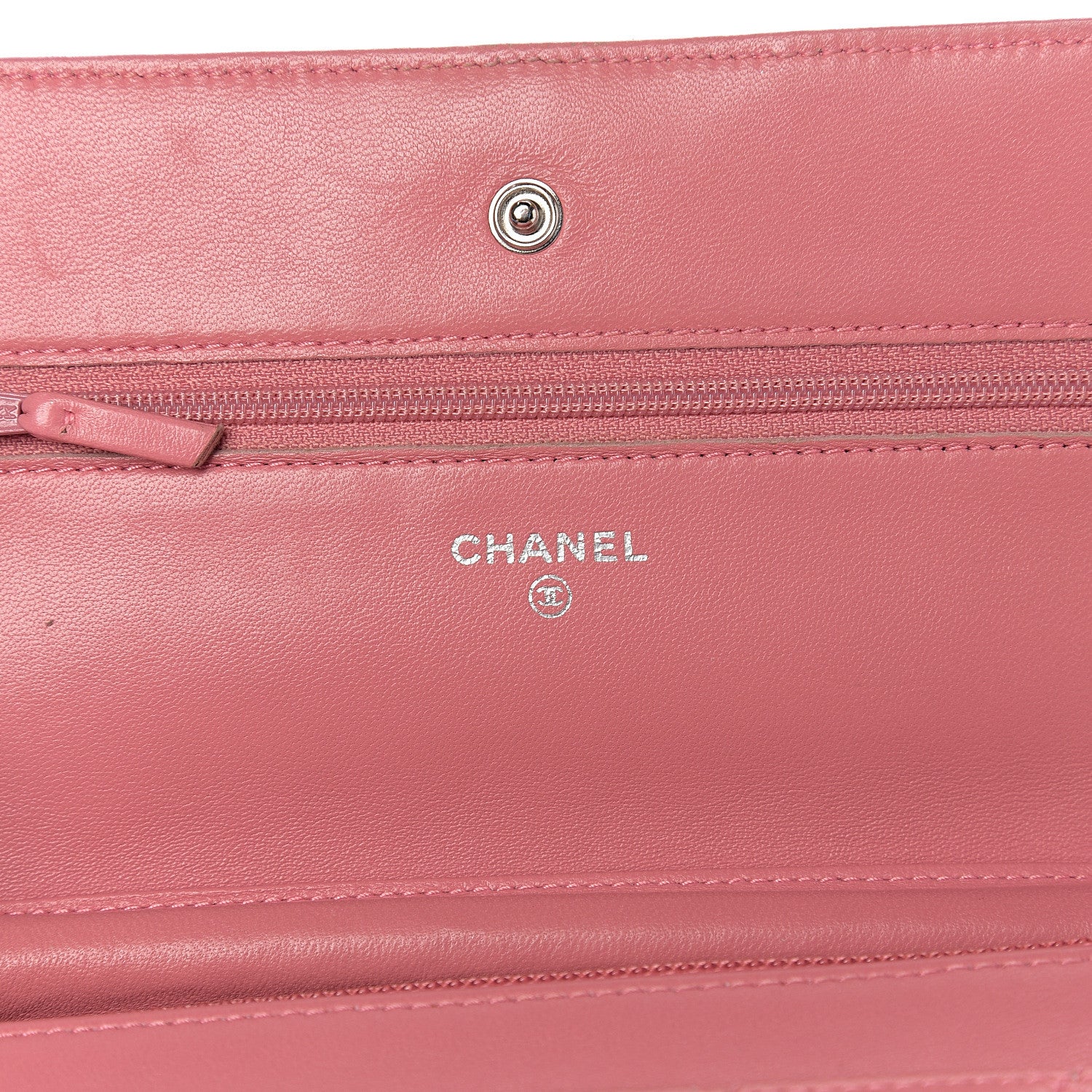 Chanel Lambskin Quilted Wallet On Chain WOC Pink 5 of 10