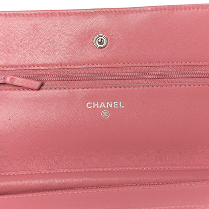 Chanel Lambskin Quilted Wallet On Chain WOC Pink 5 of 10