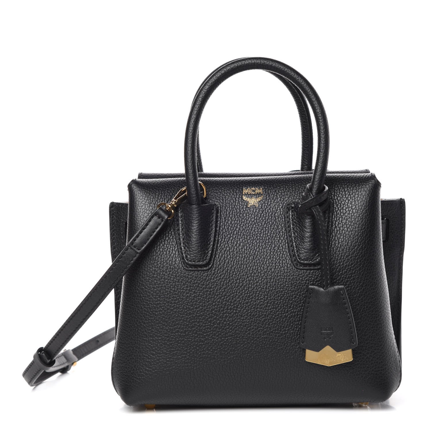 MCM Grained Calfskin Mini Milla Tote Phantom Grey 1 of 11