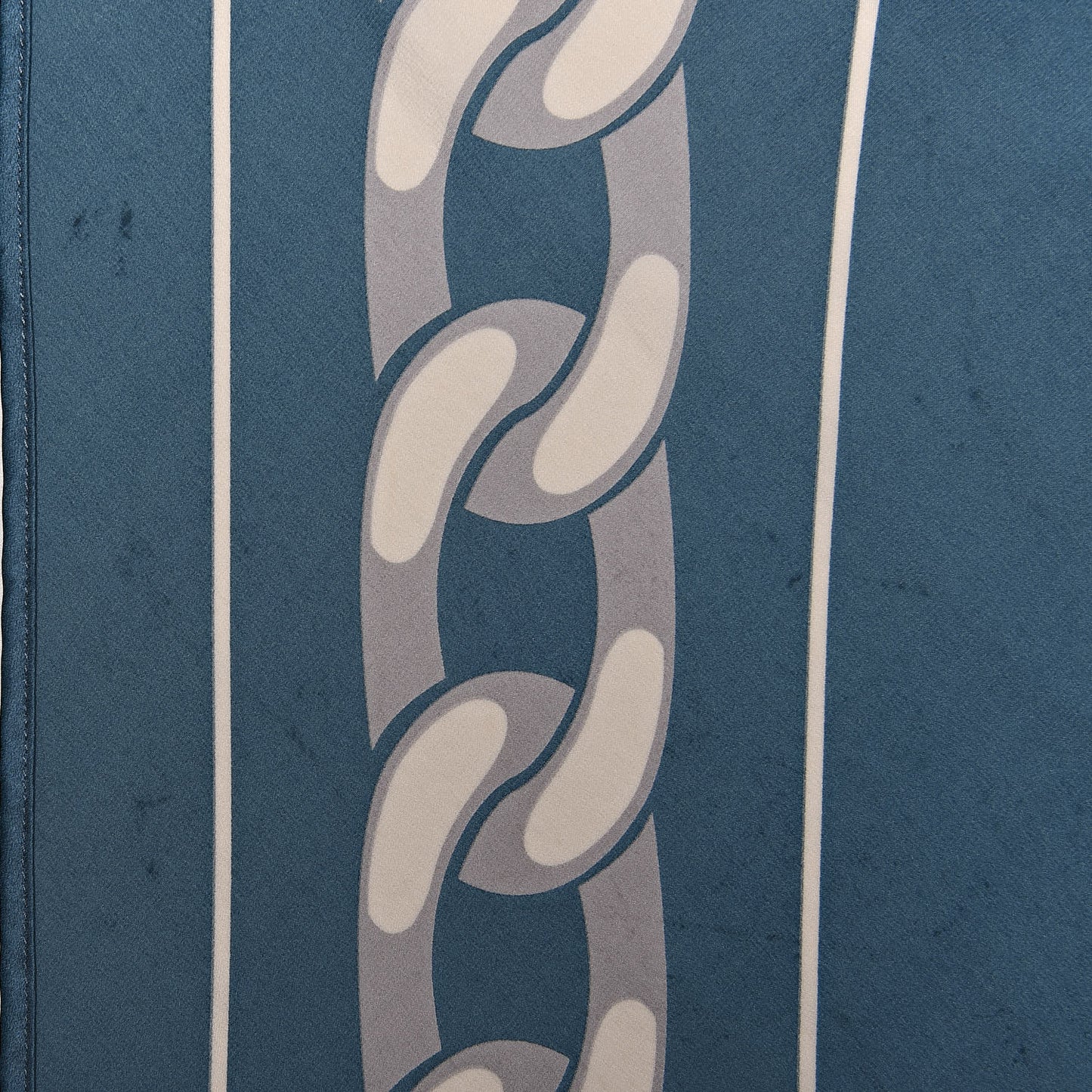 Silk Chain Print CC Scarf Blue White