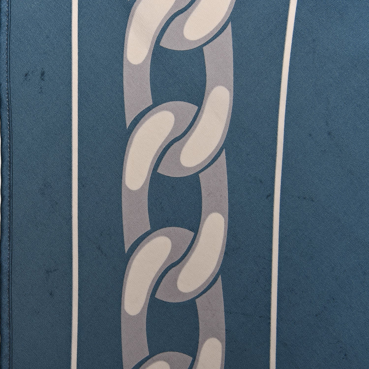 Chanel Silk Chain Print CC Scarf Blue White 4 of 8