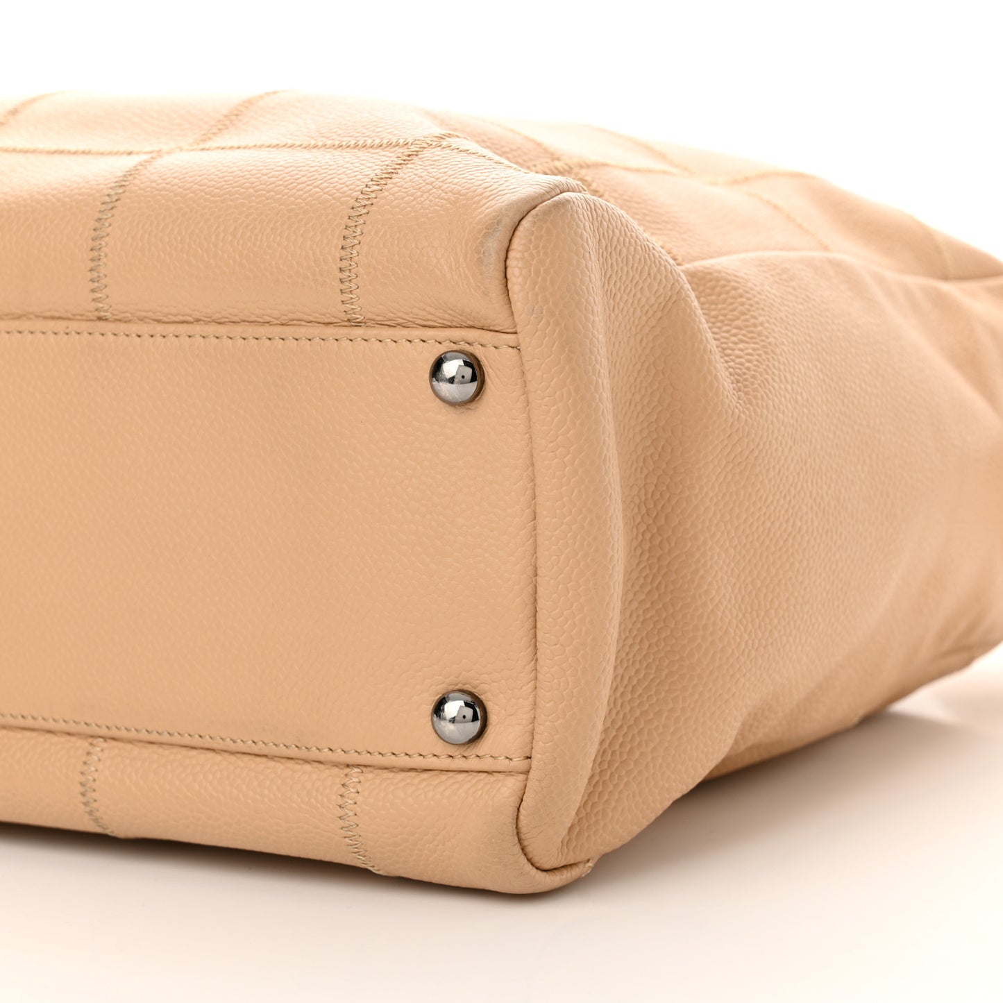 Caviar Square Stitched Large Tote Beige