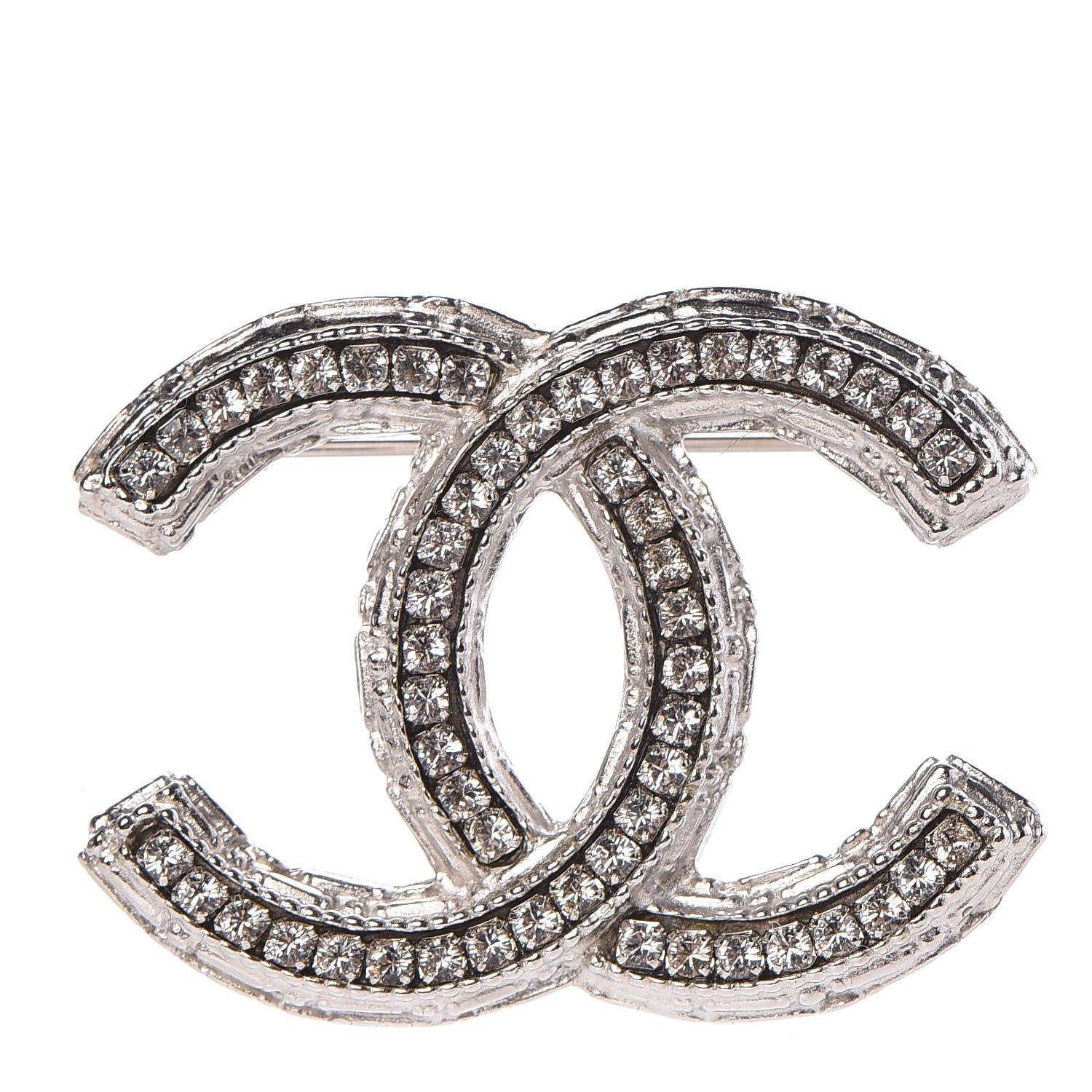Chanel Crystal CC Brooch Silver 1 of 5