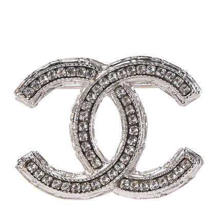 Chanel Crystal CC Brooch Silver 1 of 5