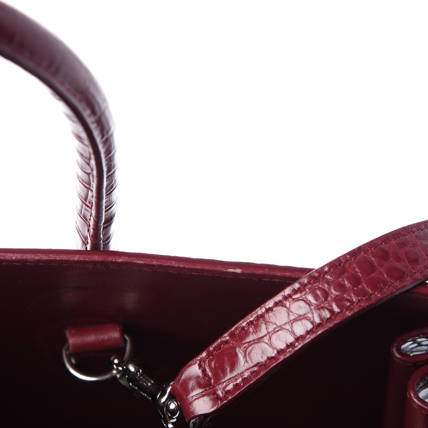 Saint Laurent Calfskin Crocodile Embossed Small Sac De Jour Rouge 9 of 13