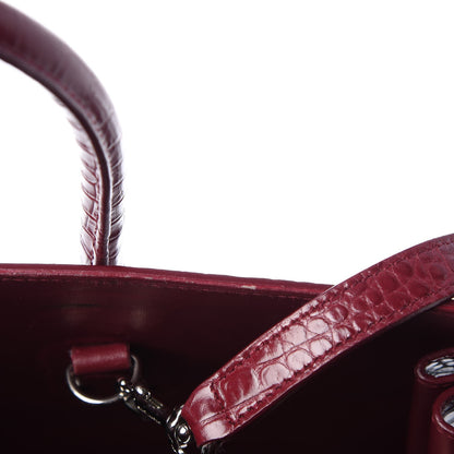 Saint Laurent Calfskin Crocodile Embossed Small Sac De Jour Rouge 9 of 13