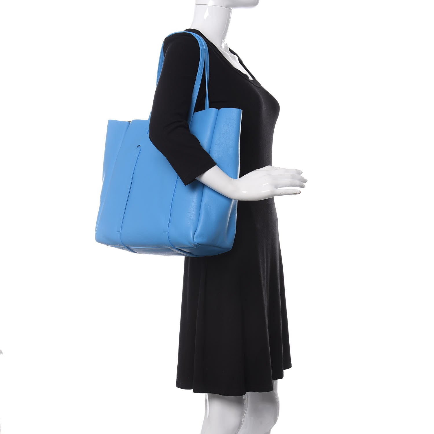 Balenciaga Veau Baltimore Double Sided Small Everyday Tote Bleu Turquoise Black 2 of 9