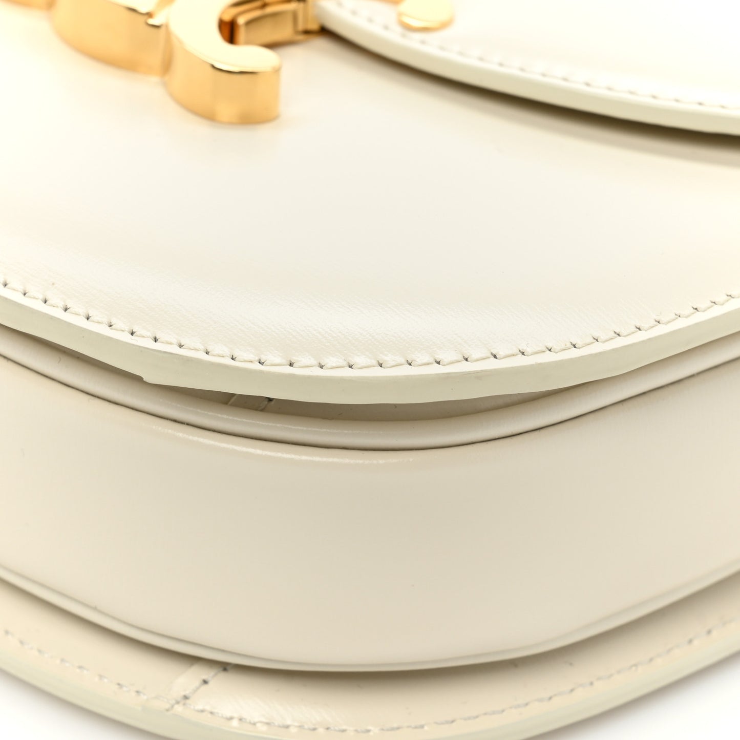 Shiny Calfskin Teen Besace Chain Triomphe White